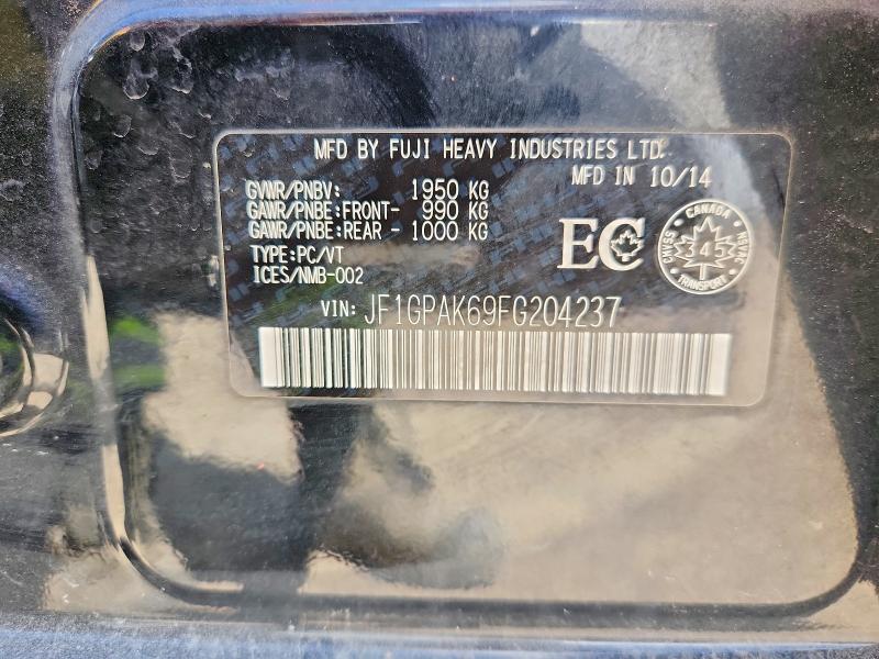 54814486 :رقم المزاد ، JF1GPAK69FG204237 vin ، 2015 Subaru Impreza مزاد بيع