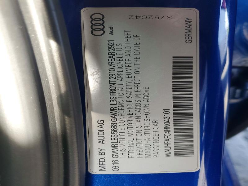 Продажа на аукционе авто 2017 Audi S6, vin: WAUHFAFC4HN043101, номер лота: 52393076