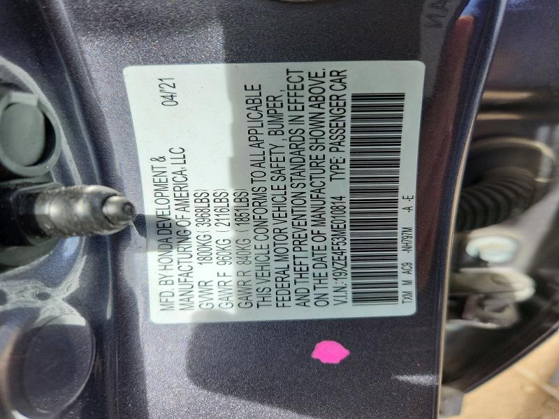 Aukcja sprzedaży 2021 Honda Insight, vin: 19XZE4F53ME010814, numer aukcji: 54235016