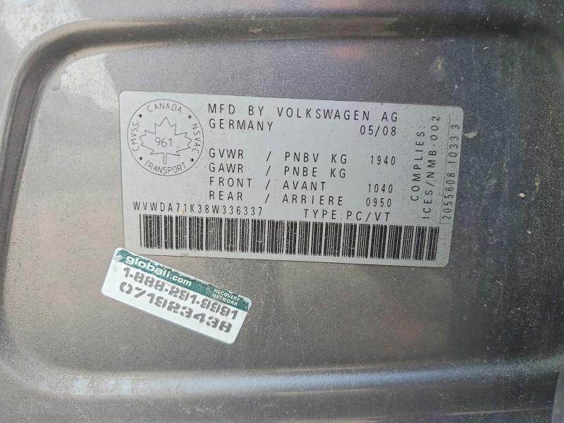 2008 Volkswagen Rabbit მანქანა იყიდება აუქციონზე, vin: WVWDA71K38W336337, აუქციონის ნომერი: 47819746