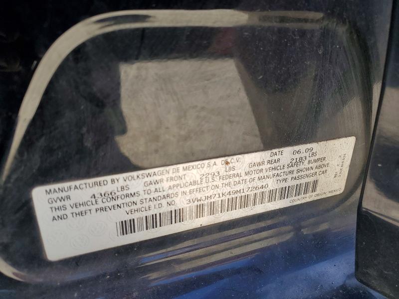 2009 Volkswagen Jetta მანქანა იყიდება აუქციონზე, vin: 3VWJM71K49M172640, აუქციონის ნომერი: 53283646
