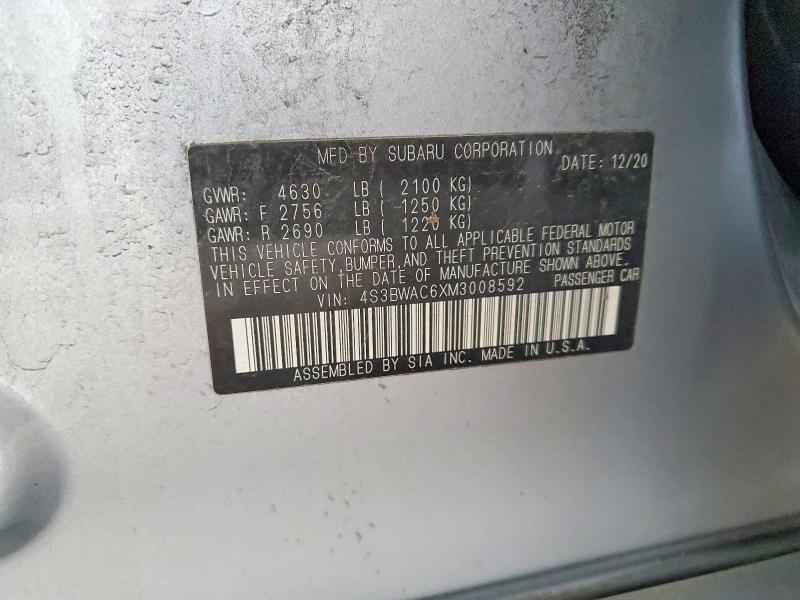 Aukcja sprzedaży 2021 Subaru Legacy, vin: 4S3BWAC6XM3008592, numer aukcji: 52403296