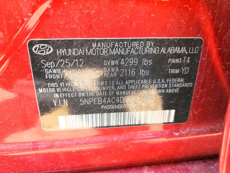 Продажа на аукционе авто 2013 Hyundai Sonata, vin: 5NPEB4AC4DH611366, номер лота: 53584316