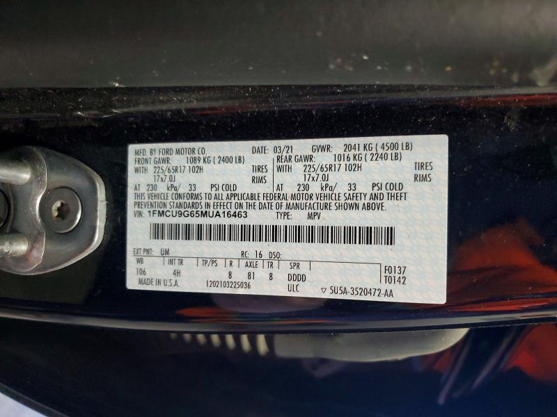 Продажа на аукционе авто 2021 Ford Escape, vin: 1FMCU9G65MUA16463, номер лота: 55321546