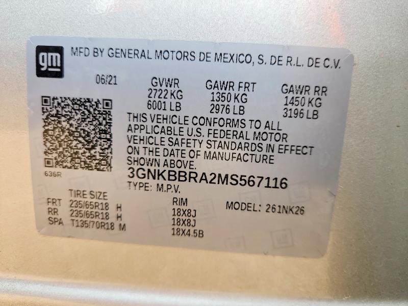 Продажа на аукционе авто 2021 Chevrolet Blazer, vin: 3GNKBBRA2MS567116, номер лота: 53793666