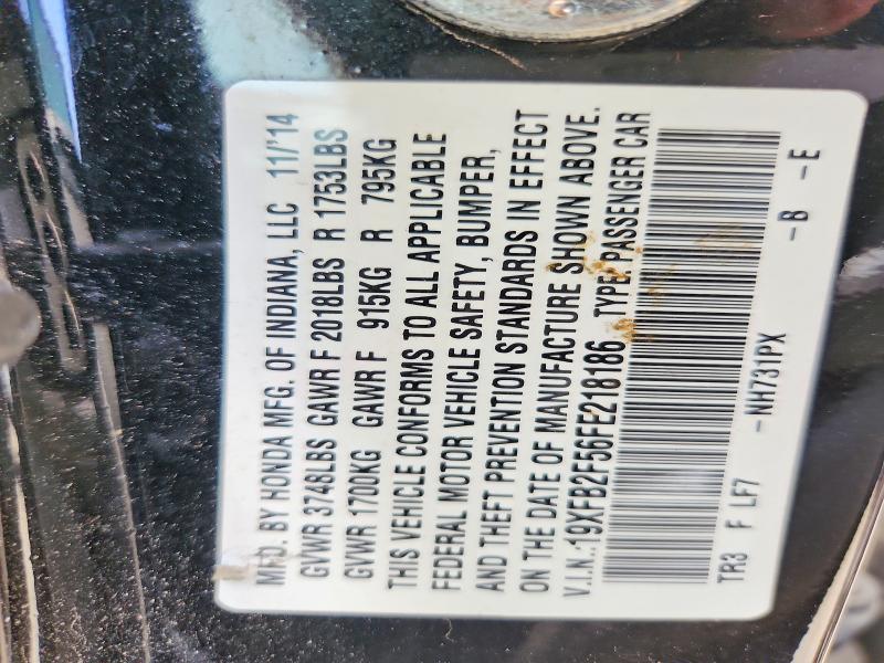 Продажа на аукционе авто 2015 Honda Civic, vin: 19XFB2F56FE218186, номер лота: 53117576