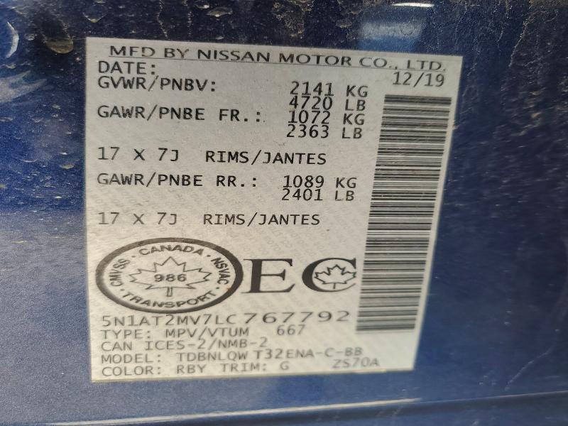 Auction sale of the 2020 Nissan Rogue, vin: 5N1AT2MV7LC767792, lot number: 52179326
