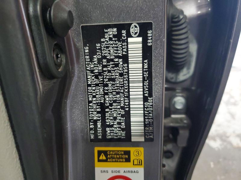 Продаж на аукціоні авто 2016 Toyota Camry, vin: 4T4BF1FKXGR567956, номер лоту: 54459456