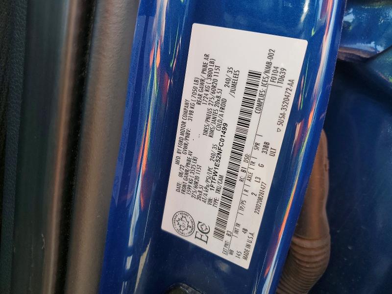 Aukcja sprzedaży 2022 Ford F150, vin: 1FTFW1E52NFC01499, numer aukcji: 49641716