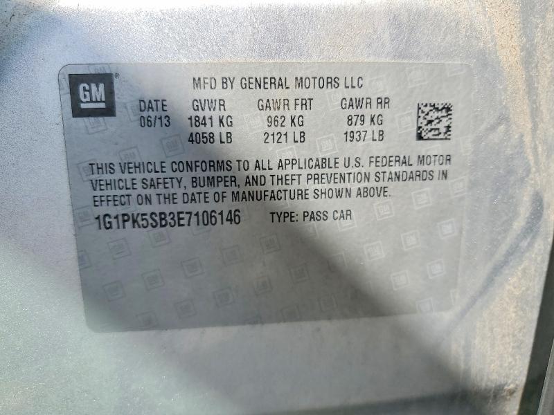 54727806 :رقم المزاد ، 1G1PK5SB3E7106146 vin ، 2014 Chevrolet Cruze مزاد بيع