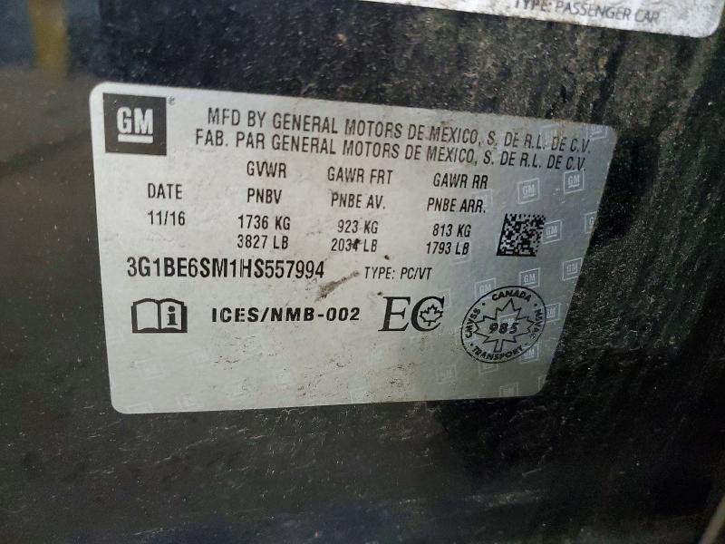 Продаж на аукціоні авто 2017 Chevrolet Cruze, vin: 3G1BE6SM1HS557994, номер лоту: 54664036
