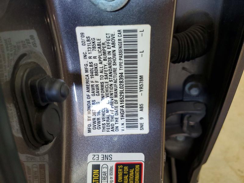 Продаж на аукціоні авто 2009 Honda Civic, vin: 1HGFA16529L028394, номер лоту: 55221136