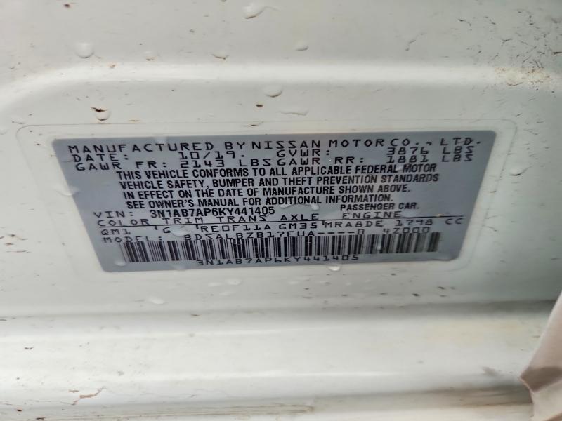 54316826 :رقم المزاد ، 3N1AB7AP6KY441405 vin ، 2019 Nissan Sentra مزاد بيع