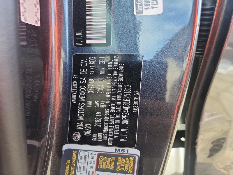 Aukcja sprzedaży 2020 Kia Forte, vin: 3KPF24AD8LE251812, numer aukcji: 55073336