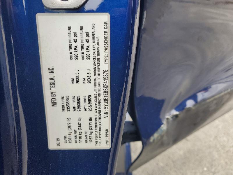Продажа на аукционе авто 2019 Tesla Model 3, vin: 5YJ3E1EB6KF419876, номер лота: 52784826