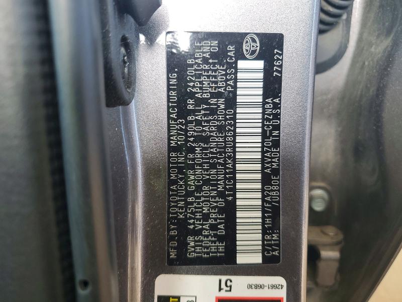 52317276 :رقم المزاد ، 4T1C11AK3RU862310 vin ، 2024 Toyota Camry مزاد بيع