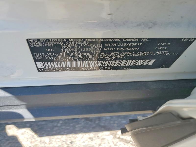 Aukcja sprzedaży 2020 Toyota Rav4, vin: 2T3P1RFV7LW133230, numer aukcji: 53131526