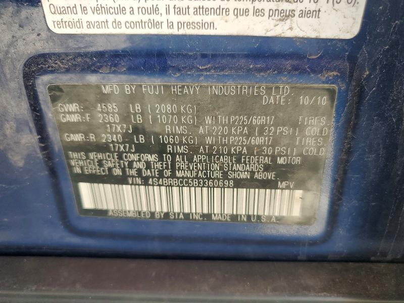 Aukcja sprzedaży 2011 Subaru Outback, vin: 4S4BRBCC5B3360698, numer aukcji: 54241636