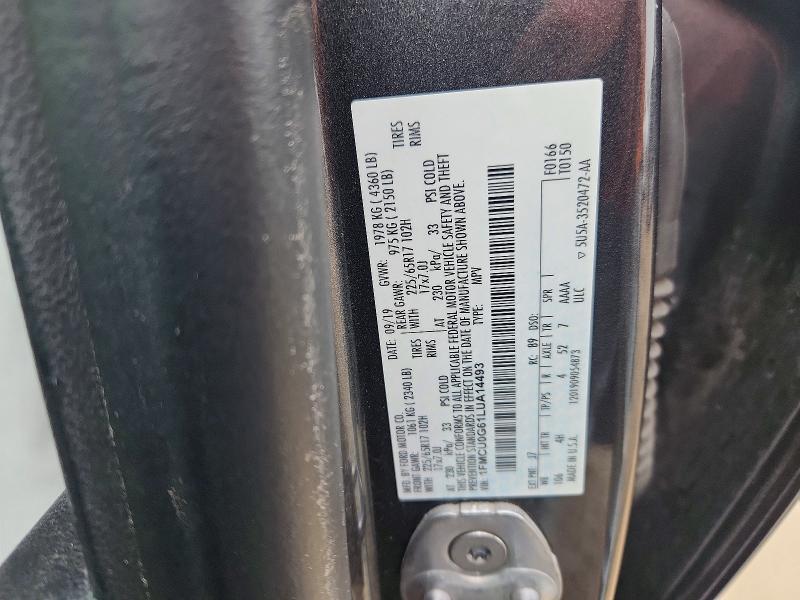 54245646 :رقم المزاد ، 1FMCU0G61LUA14493 vin ، 2020 Ford Escape مزاد بيع