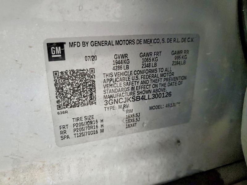 Продажа на аукционе авто 2020 Chevrolet Trax, vin: 3GNCJKSB4LL300126, номер лота: 52559796