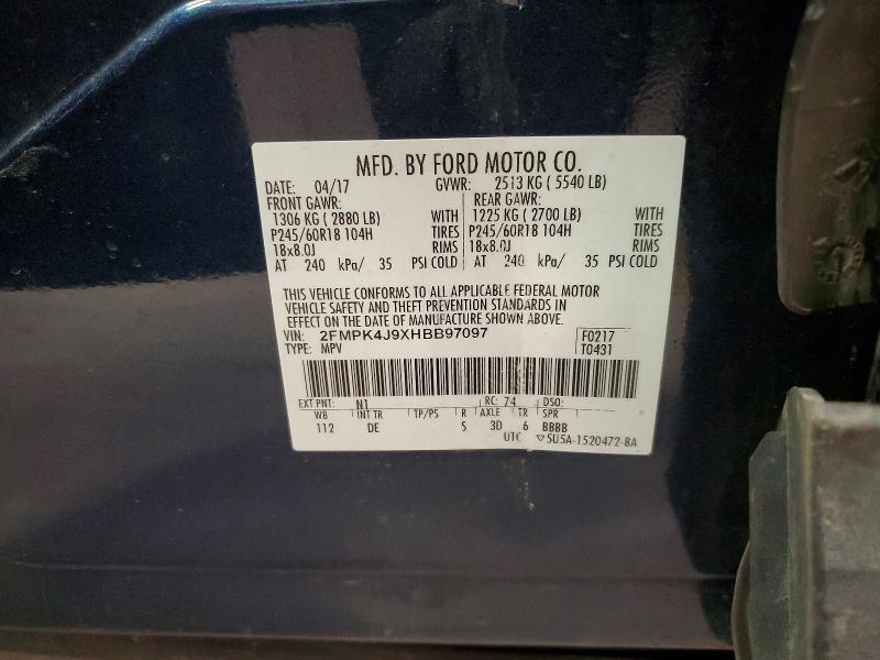 Aukcja sprzedaży 2017 Ford Edge, vin: 2FMPK4J9XHBB97097, numer aukcji: 52889086