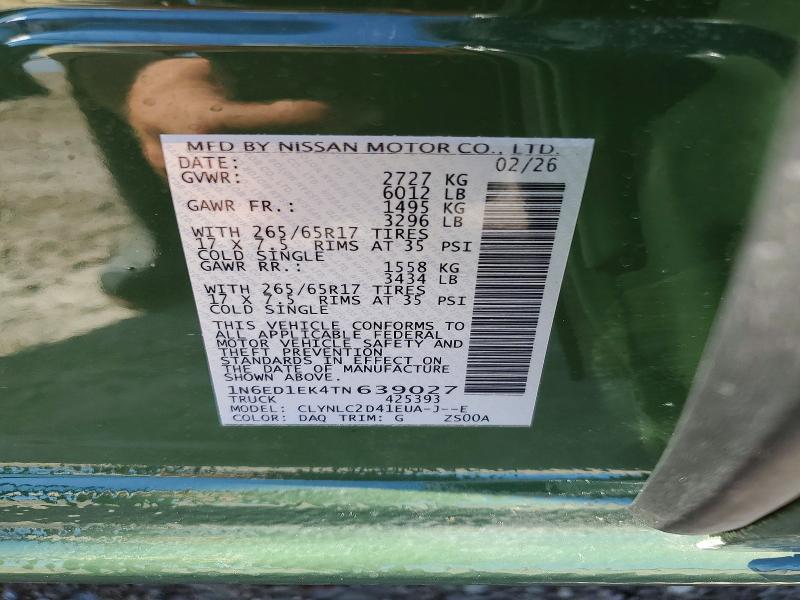 Продажа на аукционе авто 2026 Nissan Frontier, vin: 1N6ED1EK4TN639027, номер лота: 55377776