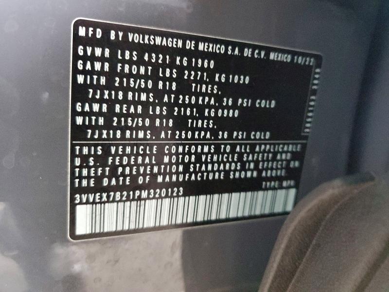 Aukcja sprzedaży 2023 Volkswagen Taos, vin: 3VVEX7B21PM320123, numer aukcji: 52575956