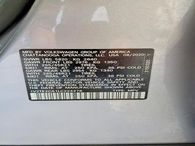 Aukcja sprzedaży 2020 Volkswagen Atlas Cross Sport, vin: 1V2TE2CA1LC224278, numer aukcji: 51912906