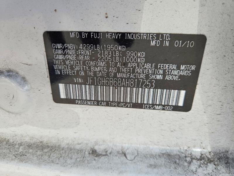 55032876 :رقم المزاد ، JF1GH6B68AH817253 vin ، 2010 Subaru Impreza مزاد بيع