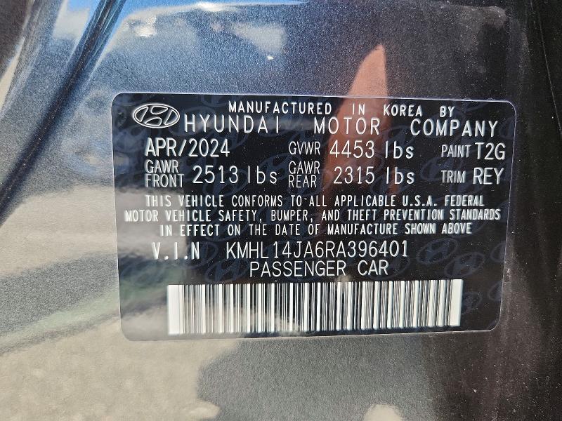 54670366 :رقم المزاد ، KMHL14JA6RA396401 vin ، 2024 Hyundai Sonata مزاد بيع