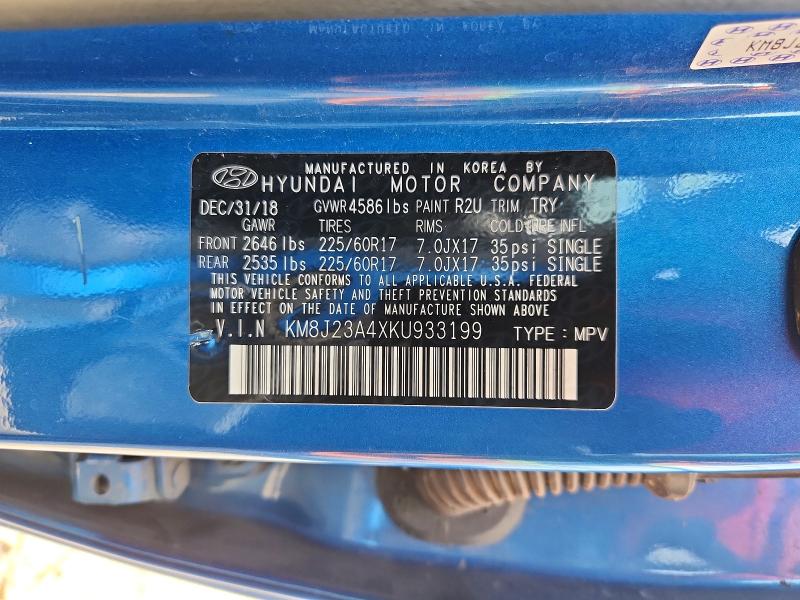 54649066 :رقم المزاد ، KM8J23A4XKU933199 vin ، 2019 Hyundai Tucson مزاد بيع