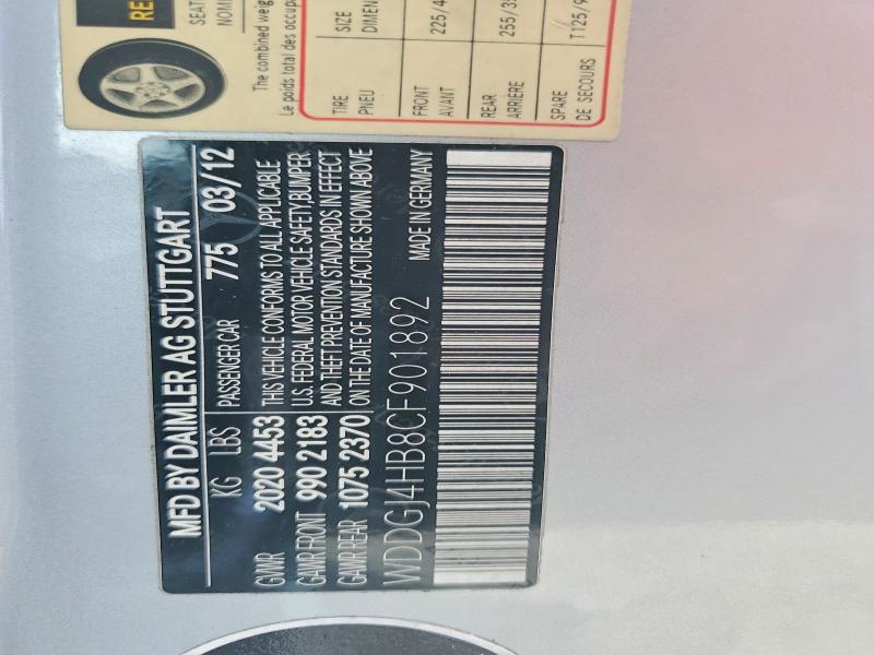 Aukcja sprzedaży 2012 Mercedes-benz C, vin: WDDGJ4HB8CF901892, numer aukcji: 55179386