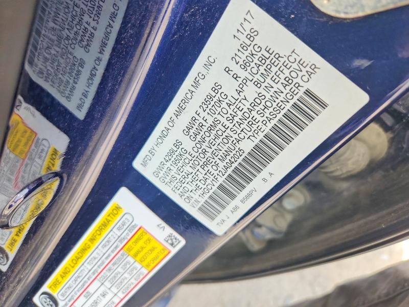 Продаж на аукціоні авто 2018 Honda Accord, vin: 1HGCV1F12JA042025, номер лоту: 55283946