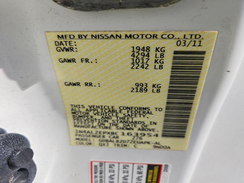 Продажа на аукционе авто 2011 Nissan Altima, vin: 1N4AL2EPXBC163954, номер лота: 52210126