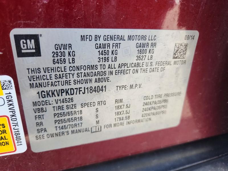 Продаж на аукціоні авто 2015 Gmc Acadia, vin: 1GKKVPKD7FJ184041, номер лоту: 52475996