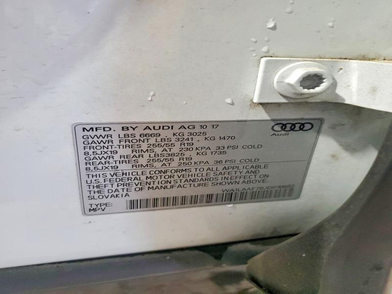 Aukcja sprzedaży 2018 Audi Q7, vin: WA1LAAF78JD016682, numer aukcji: 52405606