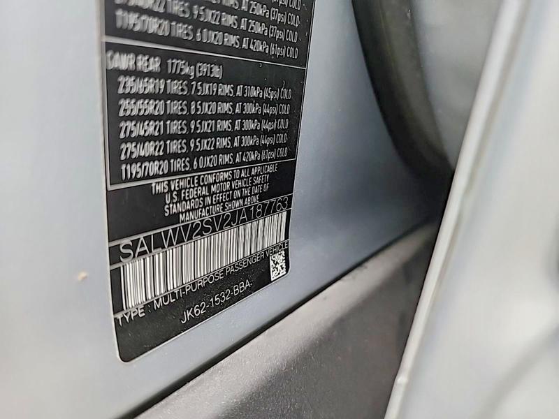 54839166 :رقم المزاد ، SALWV2SV2JA187763 vin ، 2018 Land Rover Range Rover Sport مزاد بيع