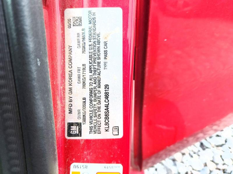 54109446 :رقم المزاد ، KL8CB6SA4LC468129 vin ، 2020 Chevrolet Spark مزاد بيع