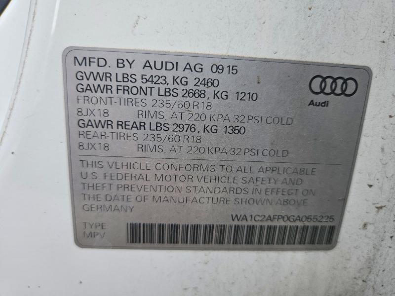 Продаж на аукціоні авто 2016 Audi Q5, vin: WA1C2AFP0GA055225, номер лоту: 54687176