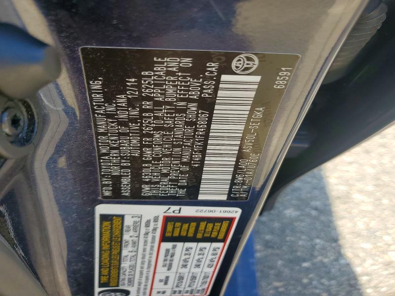 55254356 :رقم المزاد ، 4T4BF1FK1FR468067 vin ، 2015 Toyota Camry مزاد بيع