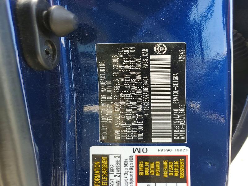 Продажа на аукционе авто 2010 Toyota Camry, vin: 4T1BK3EK4AU609404, номер лота: 50110286