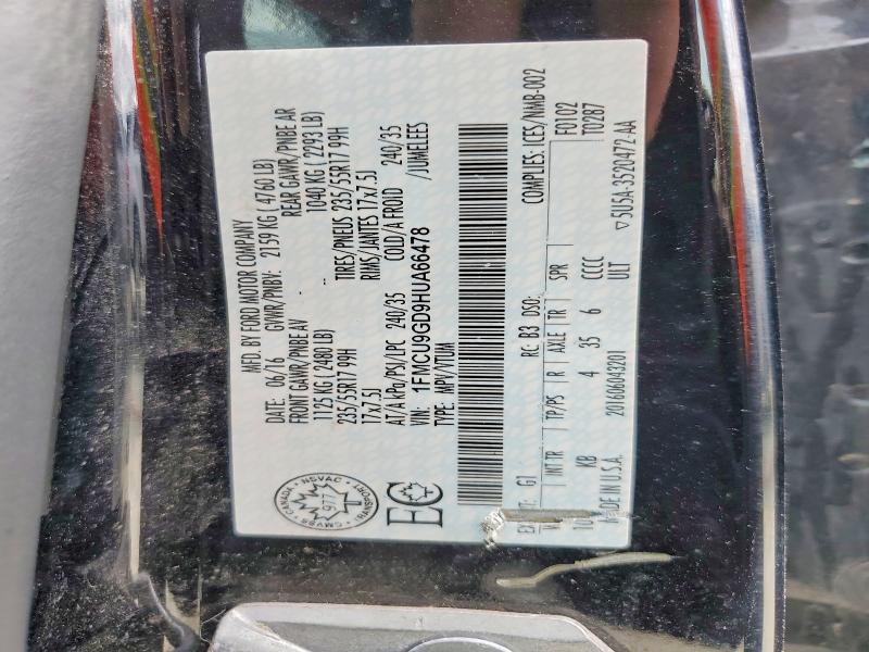 52467196 :رقم المزاد ، 1FMCU9GD9HUA66478 vin ، 2017 Ford Escape مزاد بيع