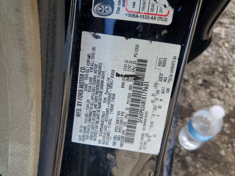 54788576 :رقم المزاد ، 3FAHP0JA8CR179601 vin ، 2012 Ford Fusion مزاد بيع