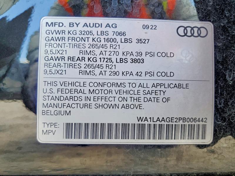 Aukcja sprzedaży 2023 Audi E-tron, vin: WA1LAAGE2PB006442, numer aukcji: 53110806