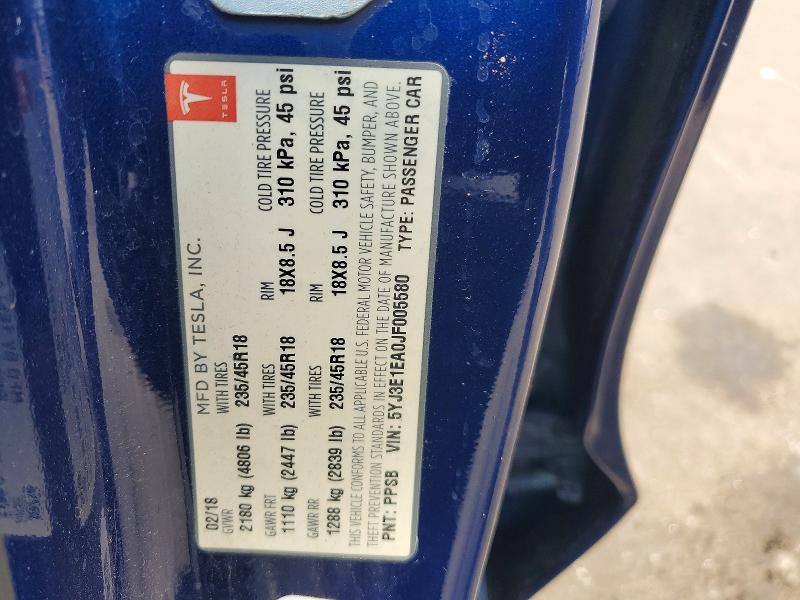 53765006 :رقم المزاد ، 5YJ3E1EA0JF005580 vin ، 2018 Tesla Model 3 مزاد بيع