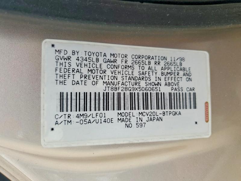 Продажа на аукционе авто 1999 Lexus Es, vin: JT8BF28G9X5060651, номер лота: 54397746
