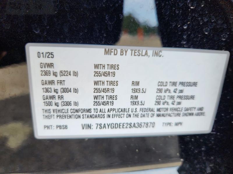 Продажа на аукционе авто 2025 Tesla Model Y, vin: 7SAYGDEE2SA367870, номер лота: 54212086
