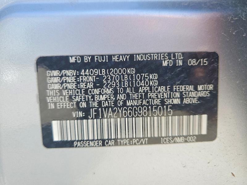 Auction sale of the 2016 Subaru Wrx, vin: JF1VA2Y66G9815015, lot number: 53241126