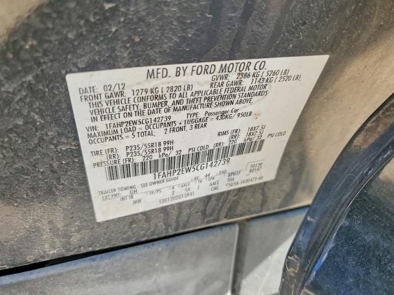 Продажа на аукционе авто 2012 Ford Taurus, vin: 1FAHP2EW5CG142739, номер лота: 54619366