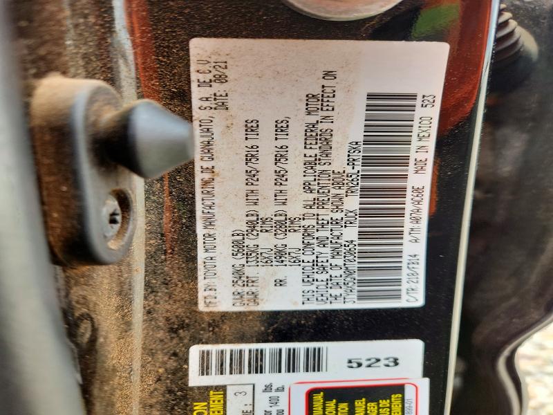 54990846 :رقم المزاد ، 3TYAX5GN0MT030654 vin ، 2021 Toyota Tacoma مزاد بيع